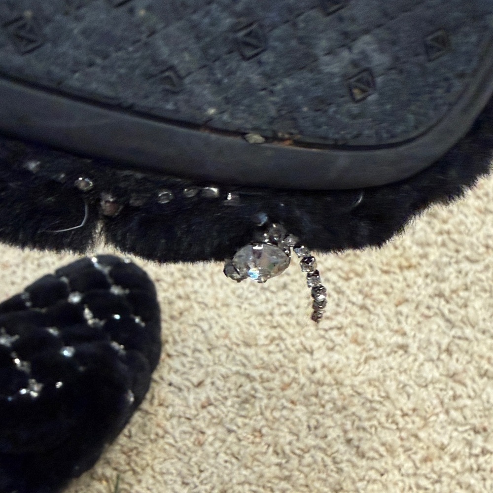 ANTONIO MELANI vintage Black Slippers with Silver rhinestones, 6M, used - Picture 6 of 8